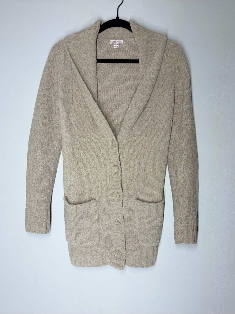 Merona Beige Shawl Collar Button Cardigan